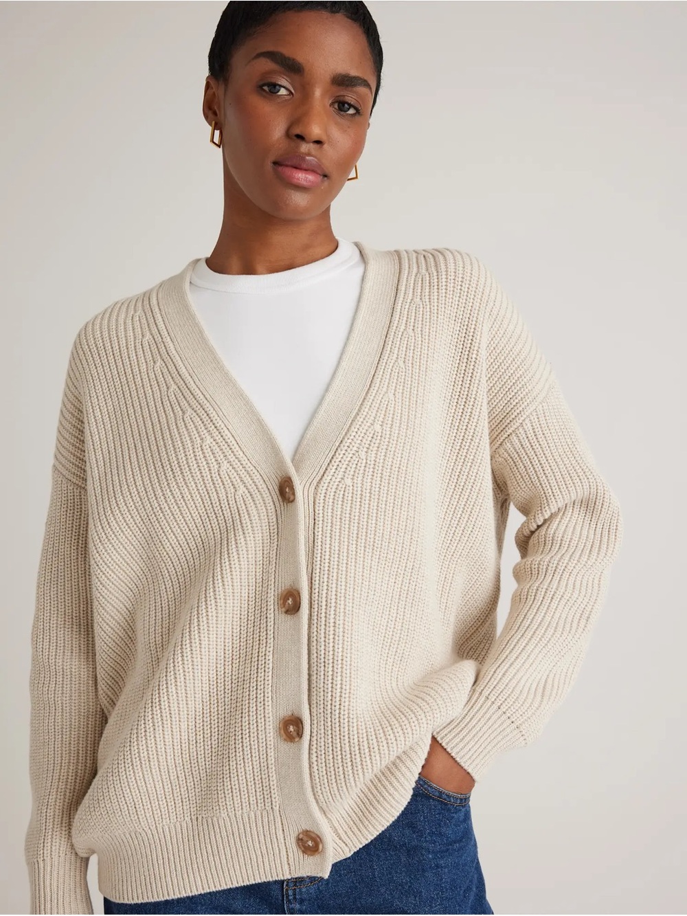 Quince — 100% Cotton Oversized Cardigan — Large